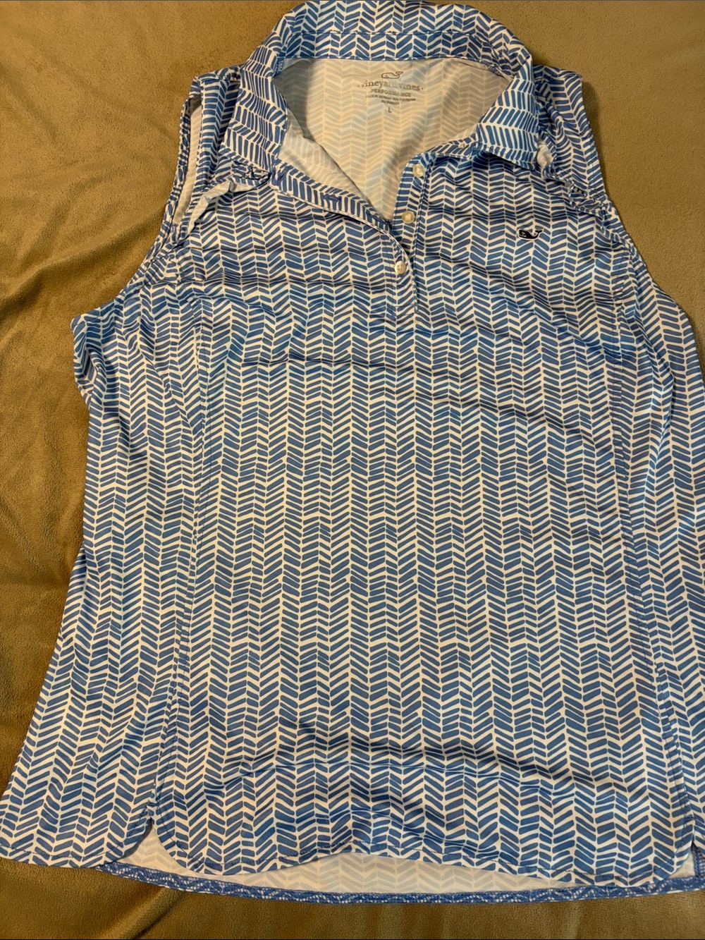 Vineyard Vines Sleeveless Polo Top in Blue Stripes - L